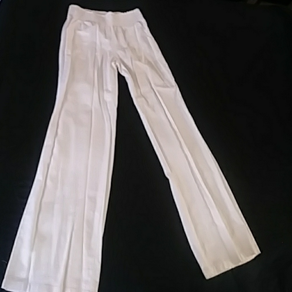 High waisted white wide leg pants